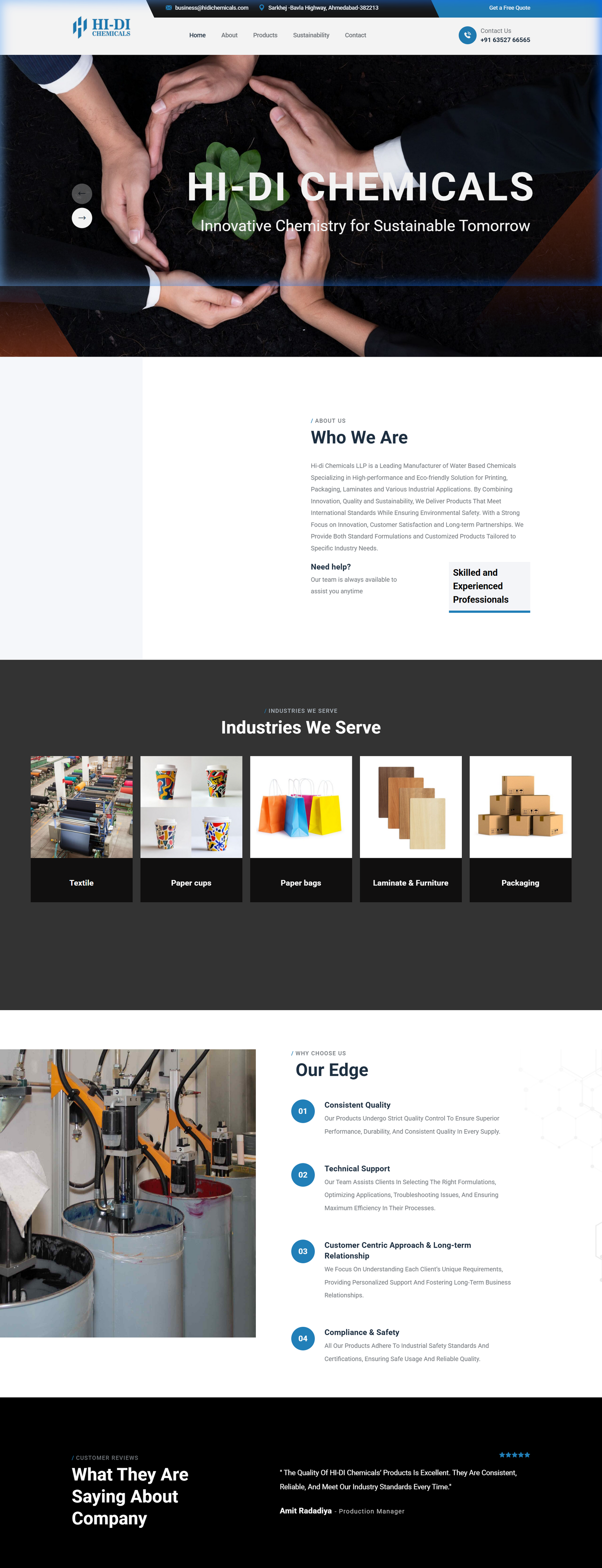 Hidi Chemicals Website Screenshot