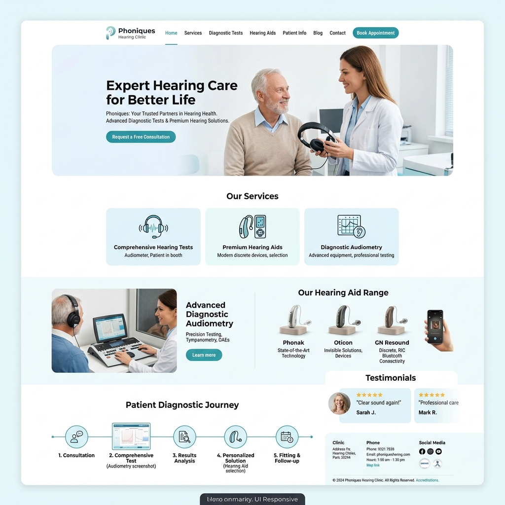 Phoniques Hearing Clinic Website Screenshot