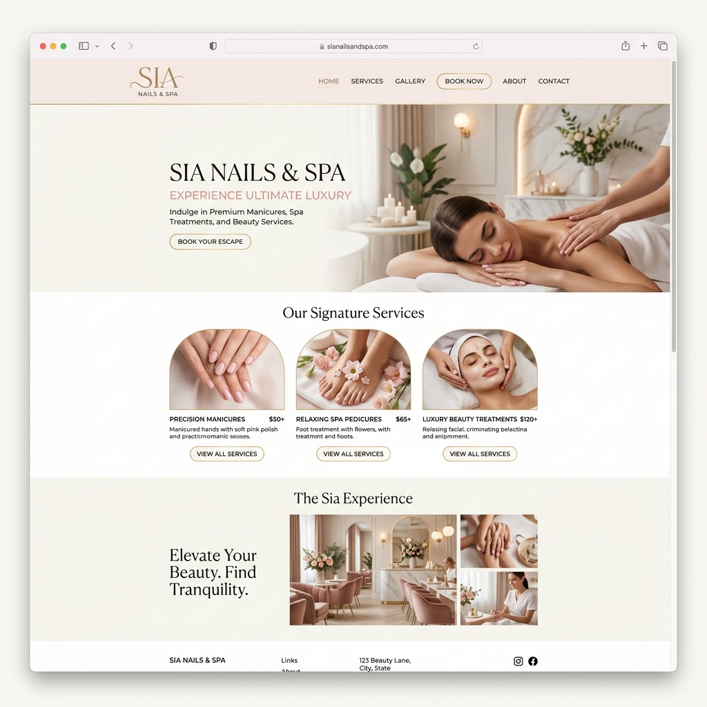 Sia Nails & Spa Website Screenshot